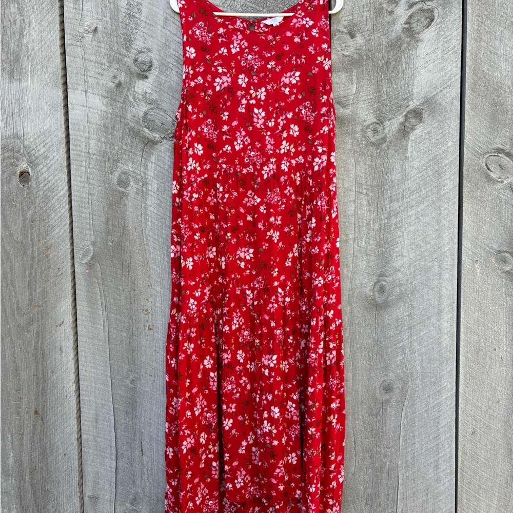 Time and Tru Floral Red Sleeveless Maxi Dress Size M - Picture 1 of 4